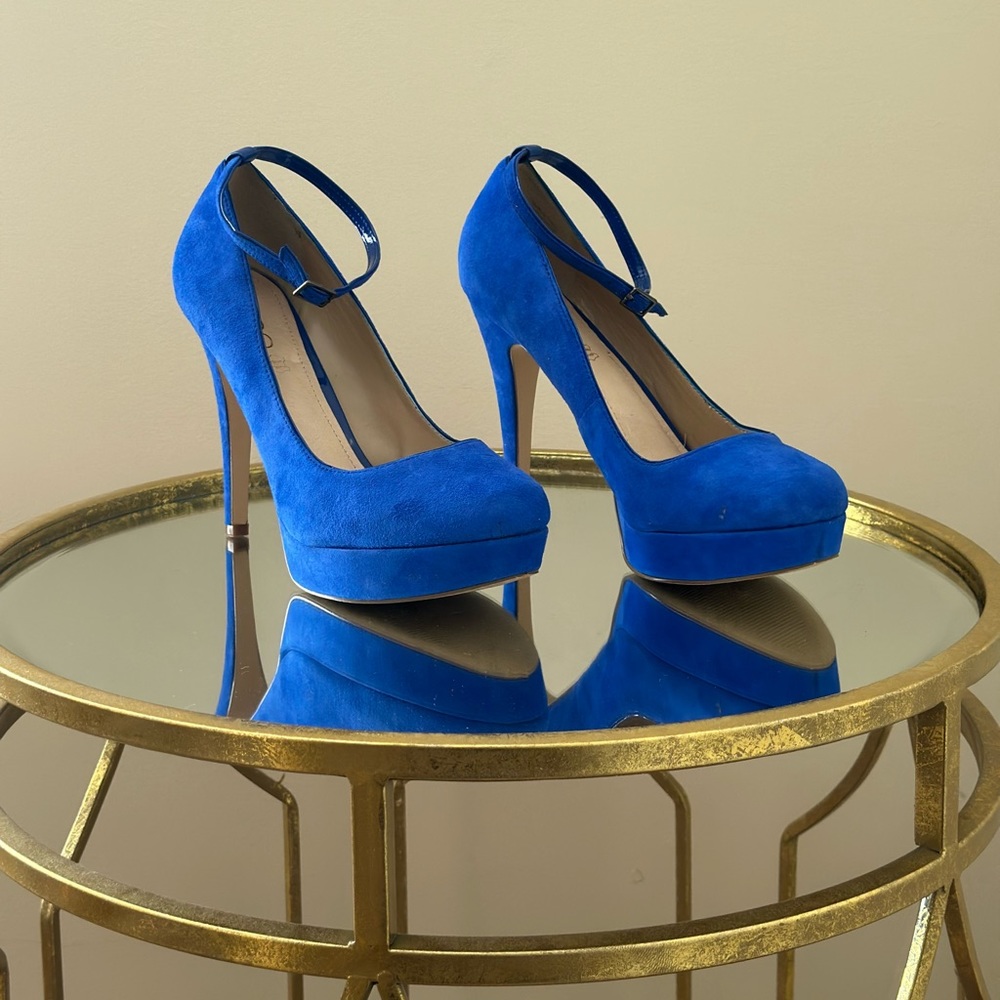 ALDO Blue Suede Ankle Strap Pump Size 11